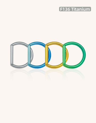 F136 Titanium D-Shaped Hoop Ring – Flat Bar for Ear, Nose & Lip Piercings