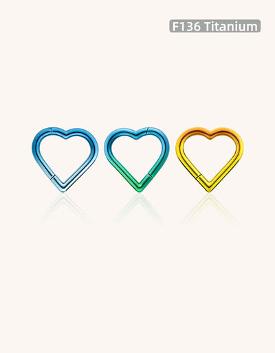 F136 Titanium Heart-Shaped Hoop Ring–Hypoallergenic Piercing Jewelry for Cartilage&Helix