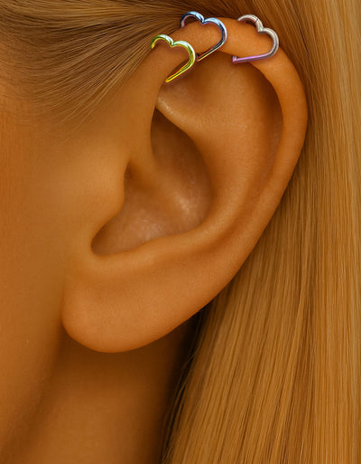 F136 Titanium Heart-Shaped Hoop Ring–Hypoallergenic Piercing Jewelry for Cartilage&Helix