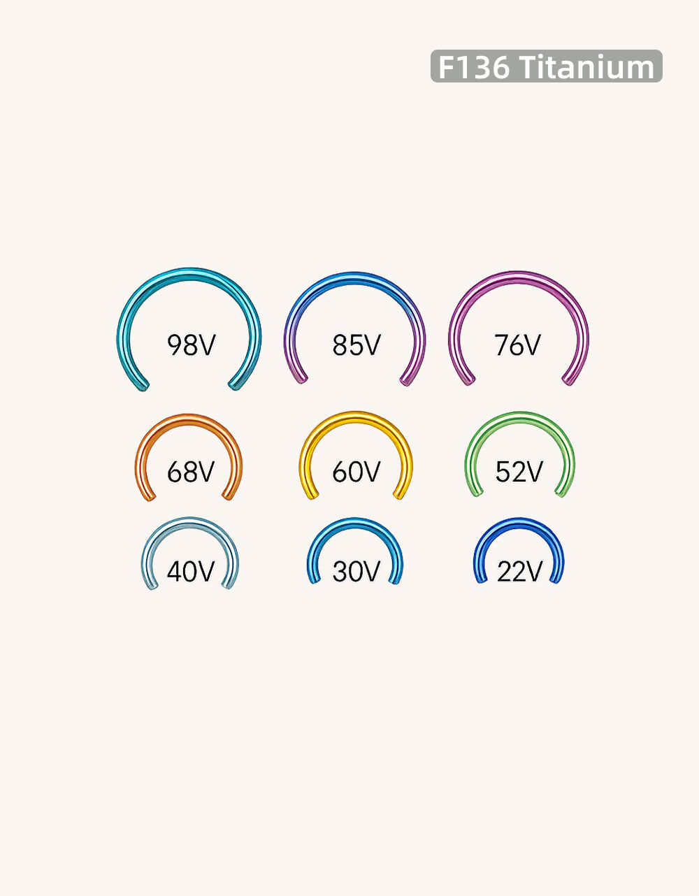 F136 Titanium 16G Internally Threaded Horseshoe Ring–Lip,Daith,Septum&Cartilage Piercing