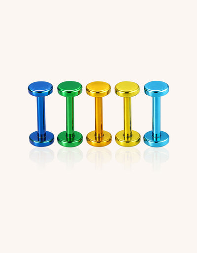 F136 Titanium Flat Back Disc Stud–Internally Threaded Piercing Jewelry for Ear,Cartilage,Lip Sleep-Friendly&Hypoallergenic