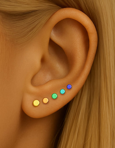 F136 Titanium Flat Back Disc Stud–Internally Threaded Piercing Jewelry for Ear,Cartilage,Lip Sleep-Friendly&Hypoallergenic
