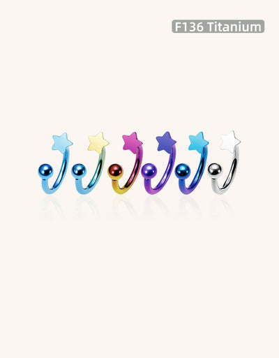 F136 Titanium Internally Threaded Star Labret – Cute Piercing Jewelry for Lips & Ears