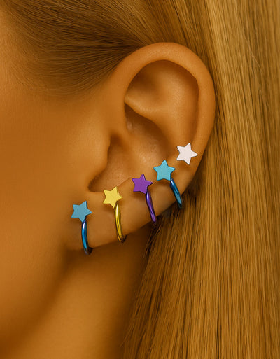 F136 Titanium Internally Threaded Star Labret – Cute Piercing Jewelry for Lips & Ears