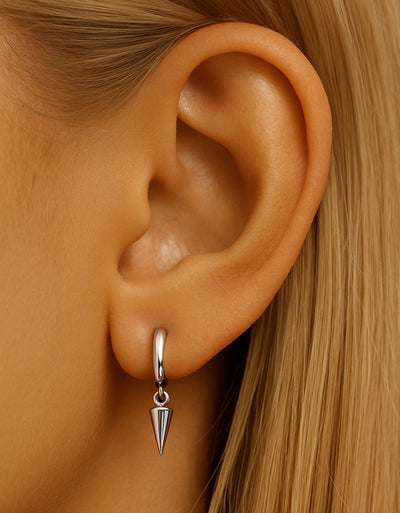 F136 Titanium D-Shaped Punk Spike Hoop–Straight Bar Hypoallergenic Earring for Cartilage,Helix or Lobe