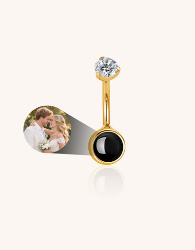 Double Butterfly Belly Button Ring Custom Pet Photo Micro Projection Piercing Jewelry