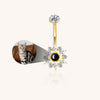 Sunflower Belly Button Ring Custom Pet Photo Micro Projection Piercing Jewelry