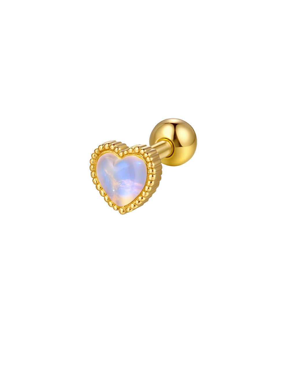 Opal Cartilage Stud 16G Internally Threaded Flat Back Helix Piercing