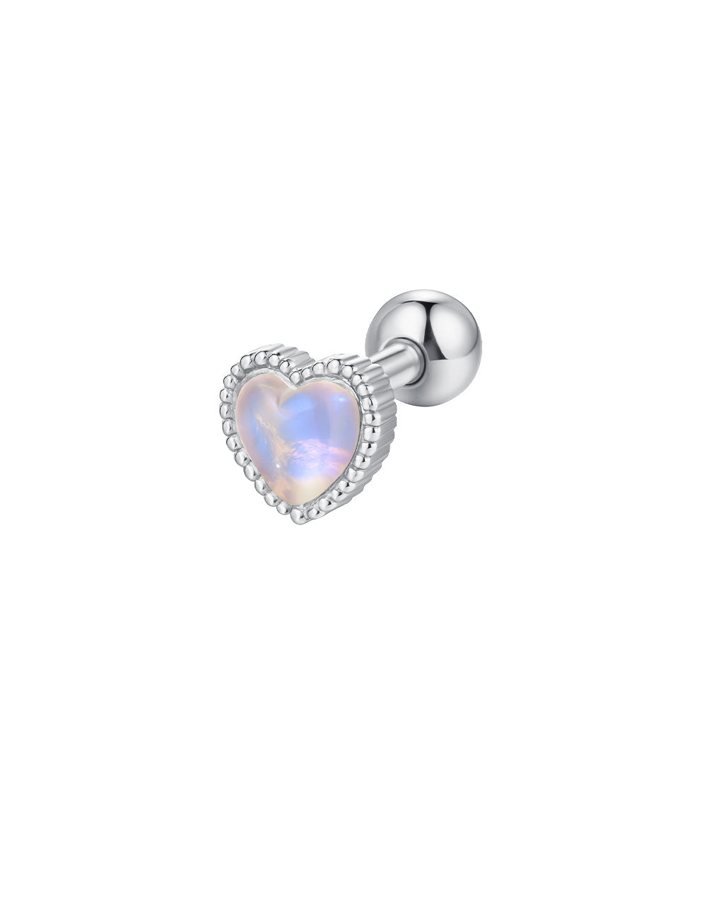Opal Cartilage Stud 16G Internally Threaded Flat Back Helix Piercing