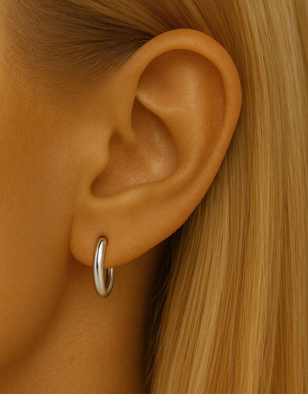 F136 Titanium D-Shaped Straight Bar Earring – Hypoallergenic Minimal Design
