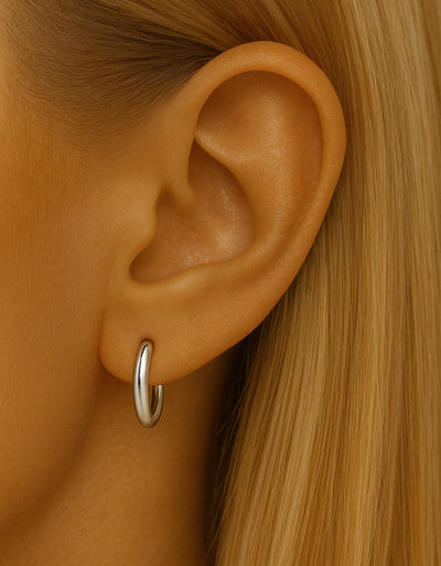 F136 Titanium D-Shaped Straight Bar Earring – Hypoallergenic Minimal Design