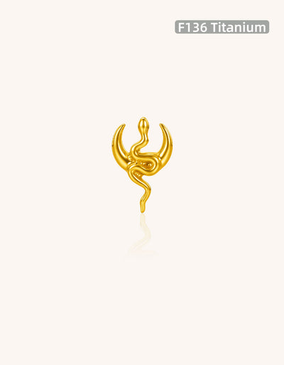 Labret Titanium Piercing Jewelry Snake and Moon Internally Threaded Helix Earring Labret Top