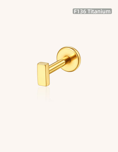 Minimalist Flat Rectangle Lip Stud 16G Internally Threaded Labret Piercing