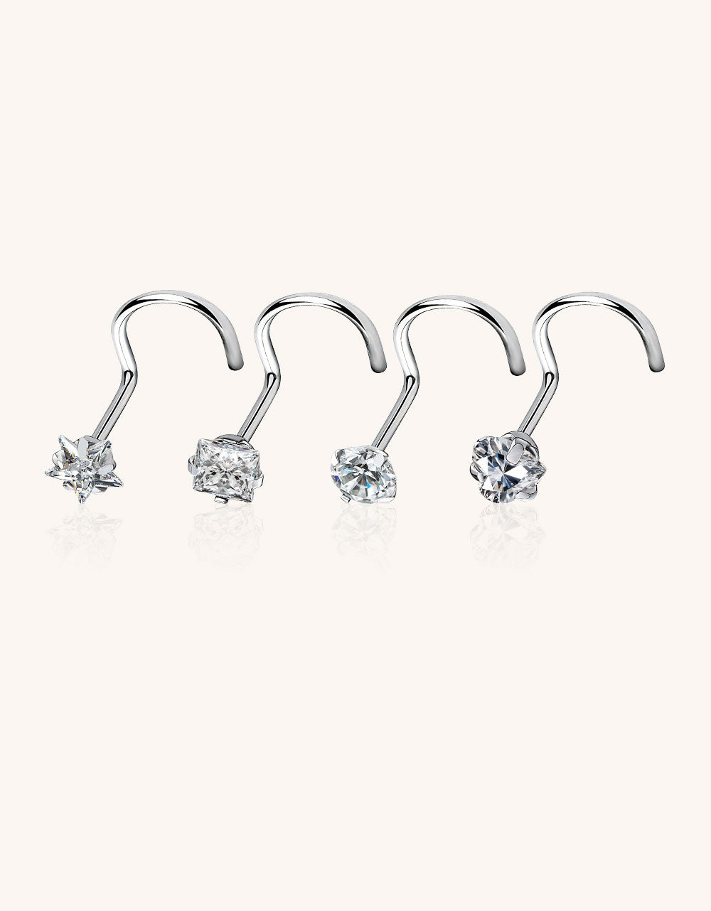Implant Grade Titanium Nose Piercing with Cubic Zirconia