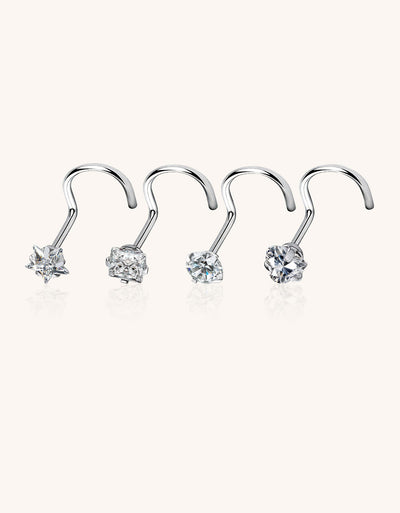 Implant Grade Titanium Nose Piercing with Cubic Zirconia