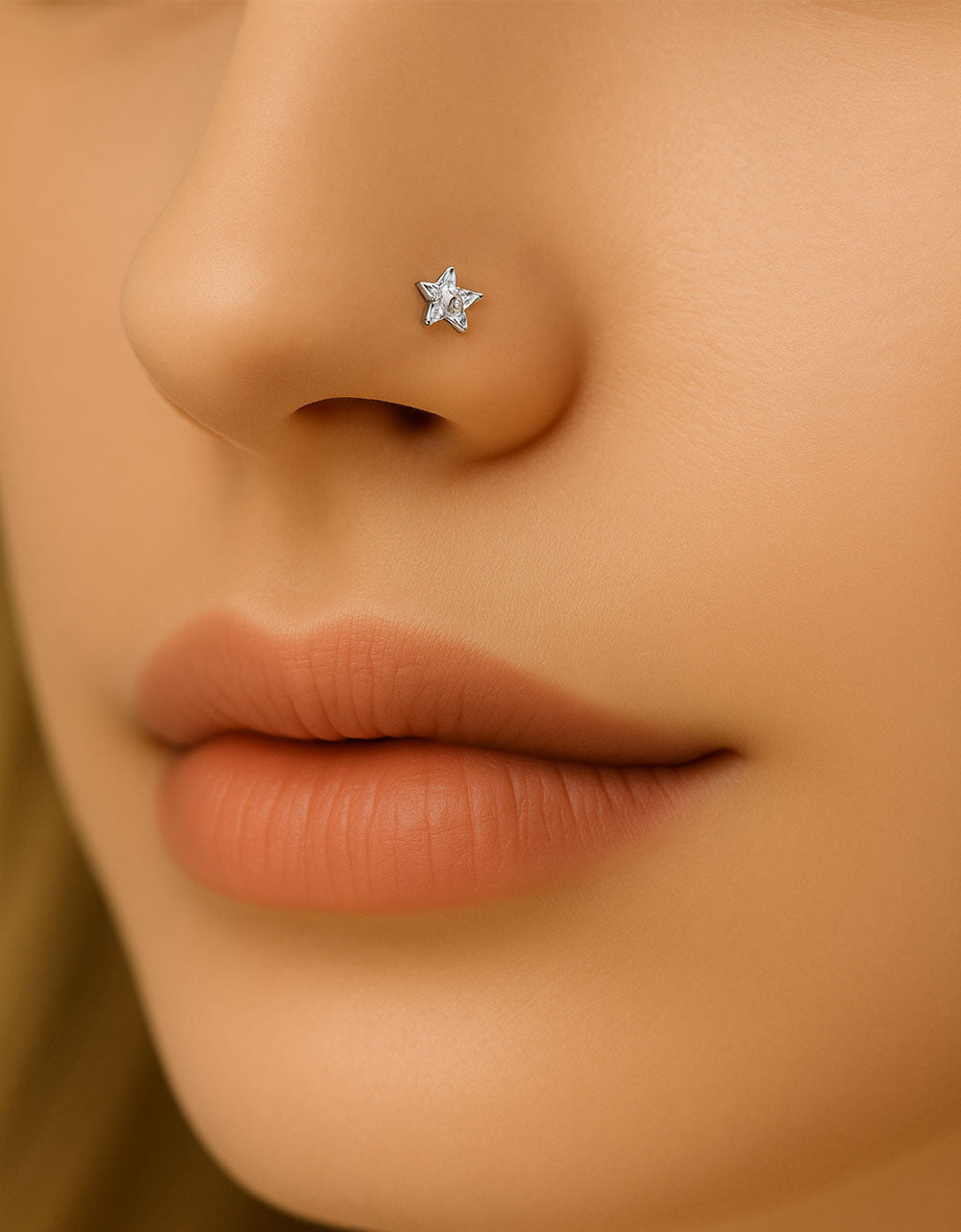 Implant Grade Titanium Nose Piercing with Cubic Zirconia