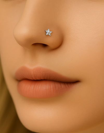 Implant Grade Titanium Nose Piercing with Cubic Zirconia